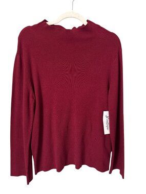 Mainstream Boutique Sweater Size Large Mock Neck Long Sleeve Bordeaux Red NEW